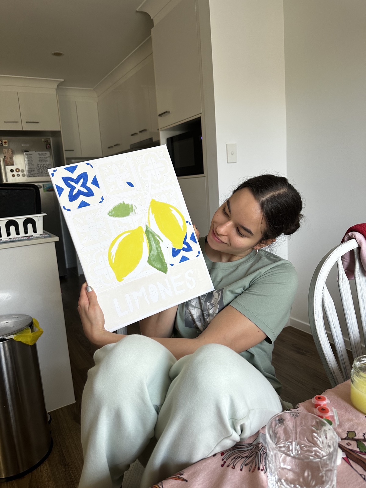 Ioana showing a painting she made